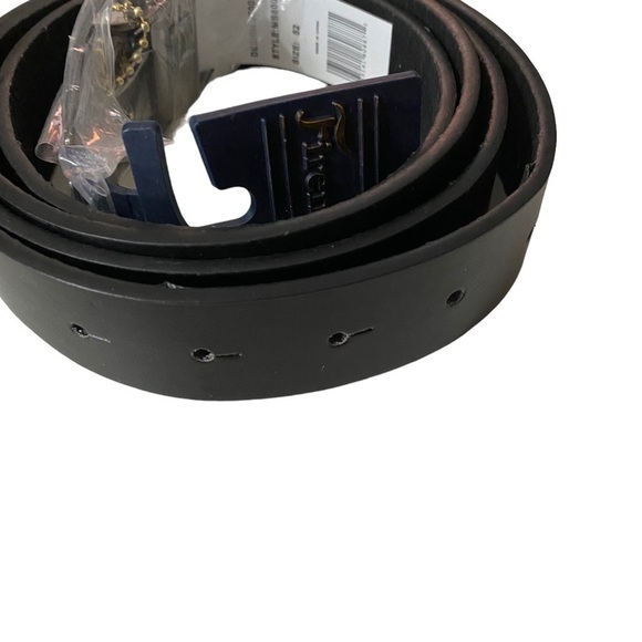 Firenze 2 Black Leather 1 Glossy Flat Gold Buckle 1 Flat Silver Buckle 52 NWT - Picture 5 of 6